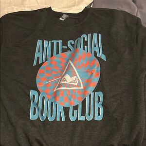 Anti-Social Book Club Graphic Sweatshirt - Black with Blue & Orange Print